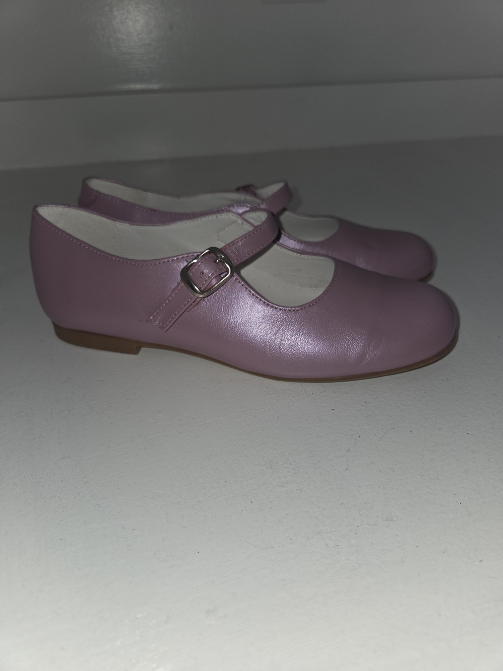 Girls Shimmer Pink Mary Jane Dress Shoes with Buckle Strap